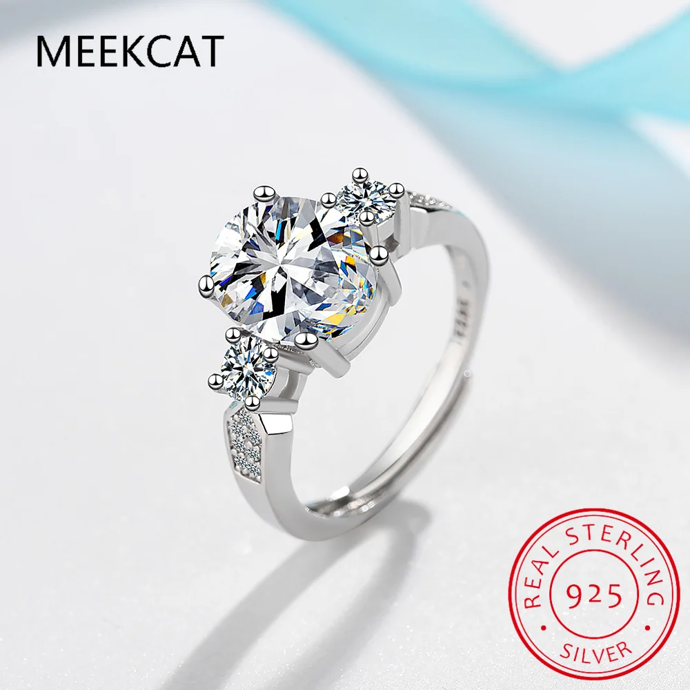 

4 Carat Moissanite Ring Anillos De Prata 925 Sterling Silver Brilliant Cut Lab Diamond Engagement Ring Wedding Band for Women
