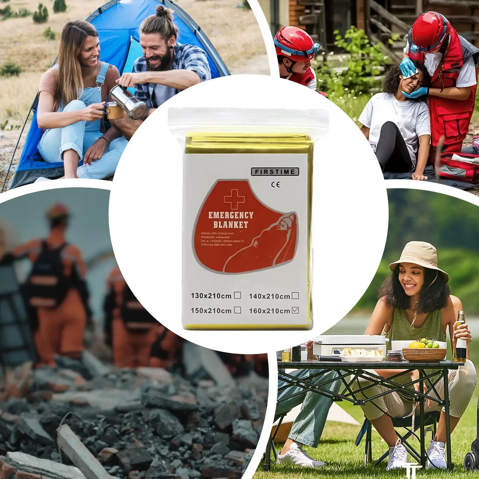 Koc Przetrwania Izolacyjny Plandeka Wiatroodporny Przenośny Koc Odblaskowy na Tornado Wędrówki Przetrwanie Naturalne Katastrofa Bez Domu