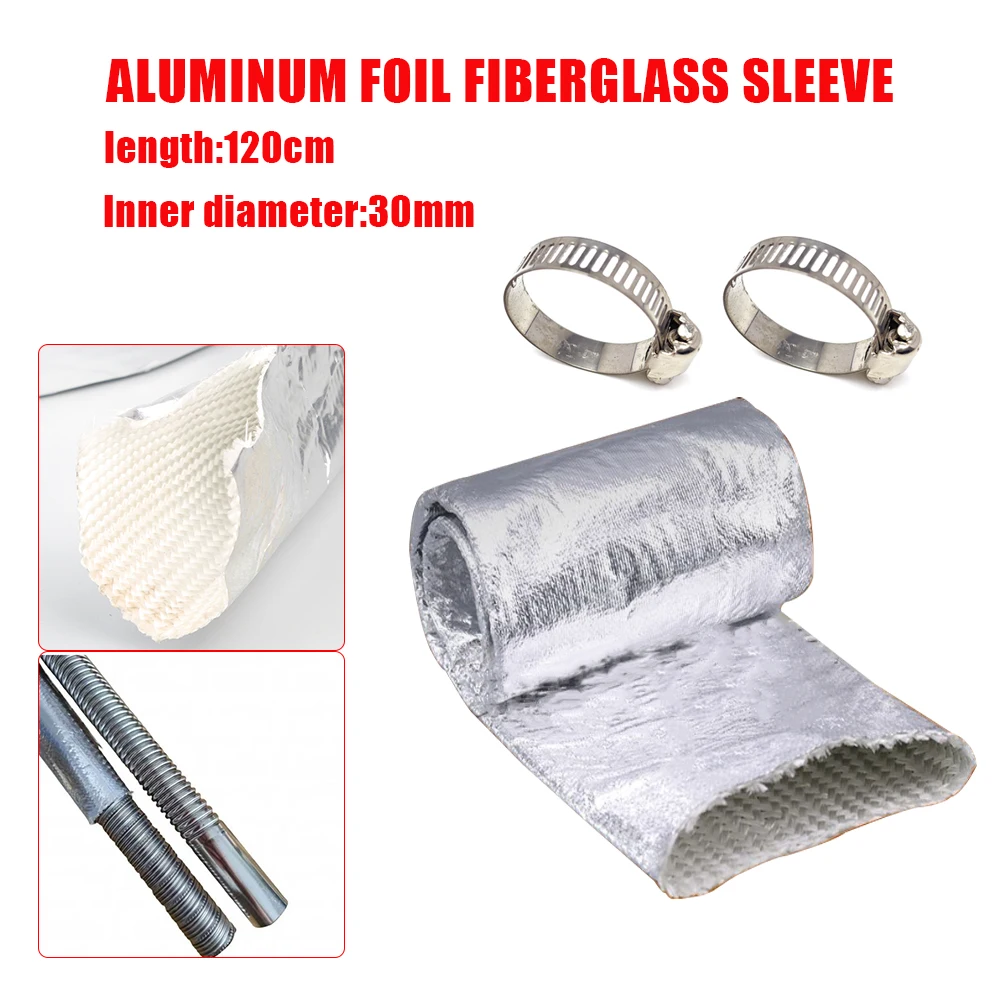 

120 см/47,24 дюйма серебристый теплоизоляционный защитный рукав для Webasto Eberspacher, стояночный обогреватель, выхлопная труба, рукав из стекловолокна