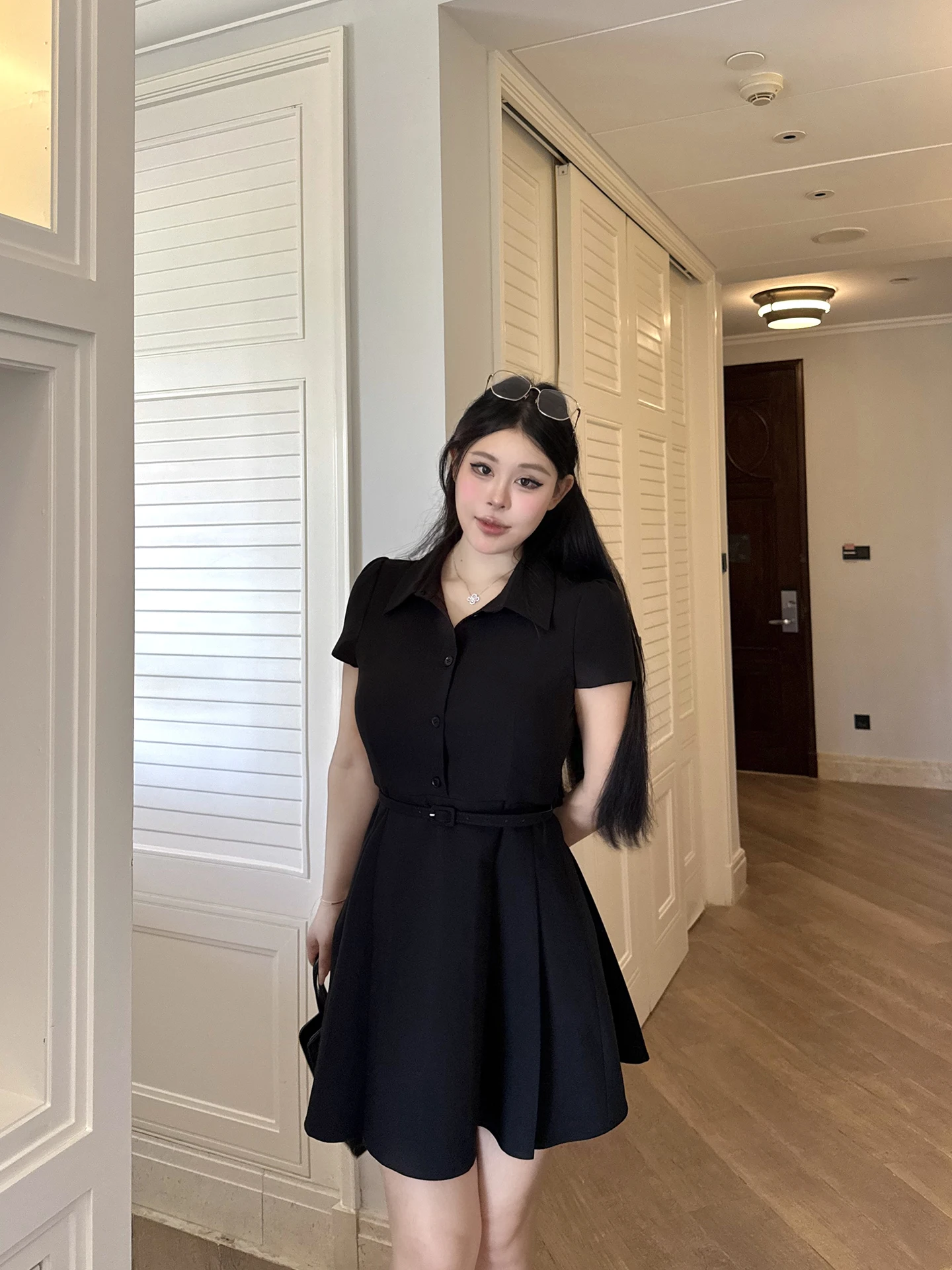 

Новая летняя юбка-трапеция с завышенной талией для полных женщин, из смесовой ткани (полиэстер, вискоза, спандекс)