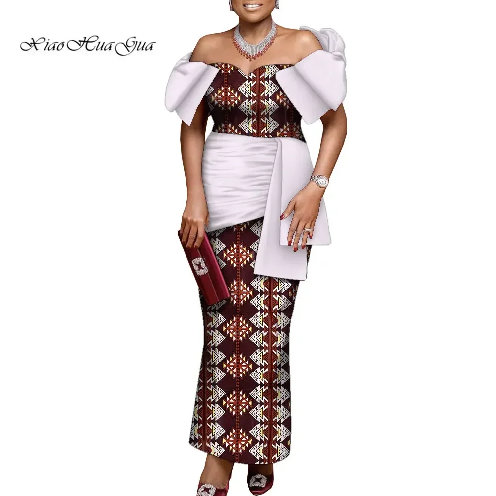 Off Shoulder African Dresses for Women Robe Africaine Femme Long Dashiki Dress Women Evening Dress for Party WY9997