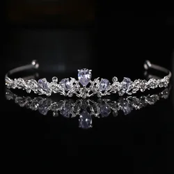Silver Zircon Bridal Tiara Crystal Wedding Crown Fashion Headpiece Rhinestone Hair Accessory for Women Birthday Parties