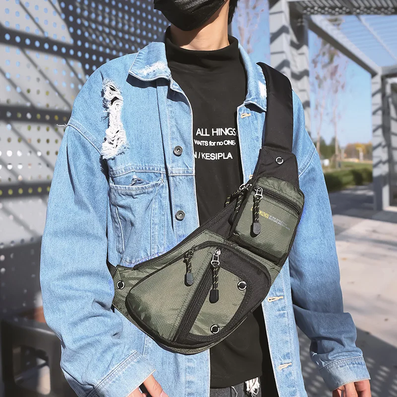 Повседневная тканевая сумка через плечо из бычьей ткани, мужская модная сумка на одно плечо, диагональная объединительная застежка-молния, использование для отдыха
