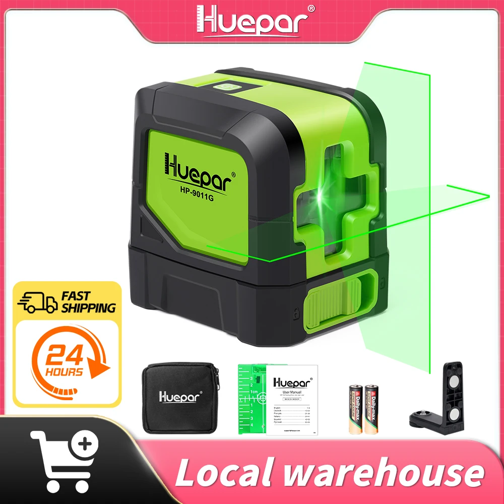 Huepar Linhas Laser Nível 9011g 3d Linha Cruzada Laser Auto-nivelamento Horizontal e Vertical Feixe Verde e Vermelho com Base Magnética