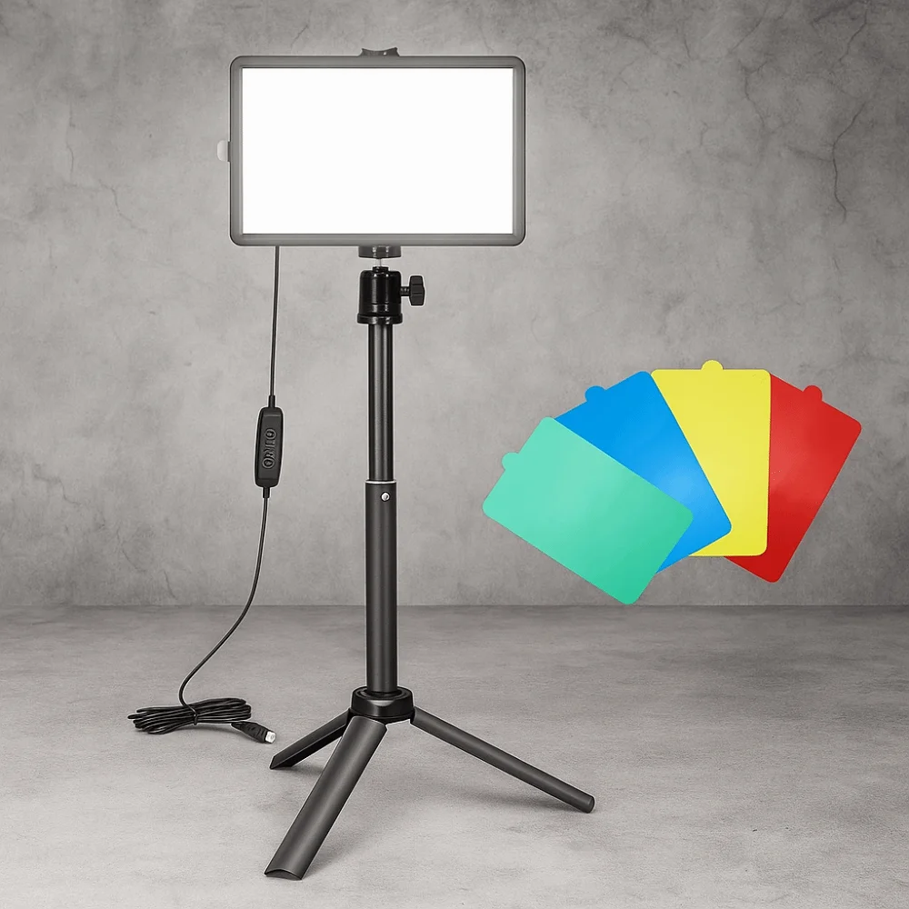 With Tripod LED Photography Video Light 4 Color Cards 6inch Photography Fill Lamp Full Screen Line Control Photography LED Light