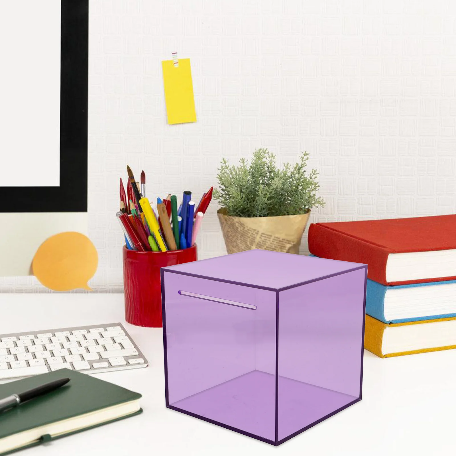 Transparent Money Saving Box Acrylic Clear Jar Large Capacity One Way Entry For Coins Bills Storage Box