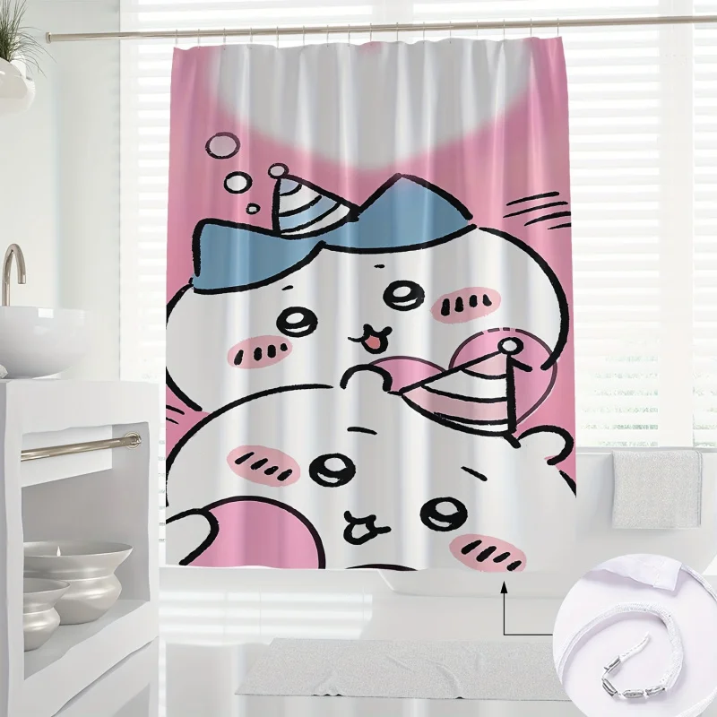 1pc Cute Cartoon Shower Curtain - Waterproof, Machine Washable with Hooks Included - Modern Nordic Bathroom Decor