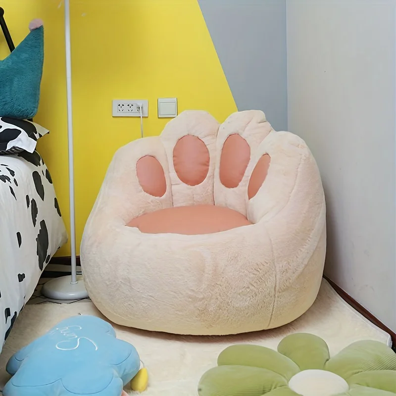 Super Cute Plush Cat Claw Lazy Sofa Bean Bag Cover Tatami Small Sofa Cover Kid Single Bedroom Balcony Chair Seat Cover No Filler