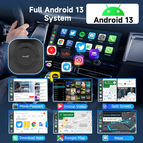 Imagen 2 del producto Carlinkit Android 13 Tv Box Carplay Android Auto 8 Core cableado a adaptador inalámbrico para Netflix Spotify Youtube accesorios de coche