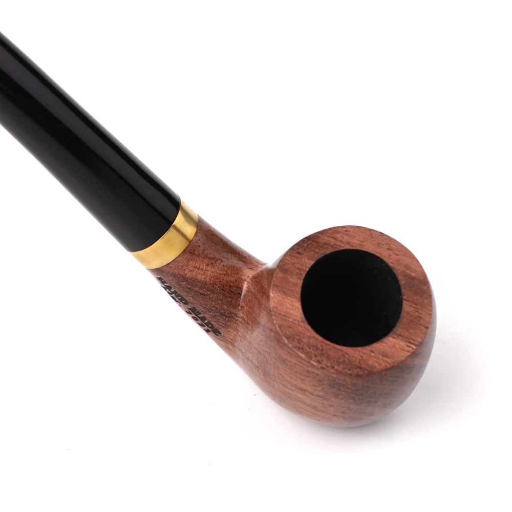 JIBILL reading pipe tobacco pipe：rosewood pipe body + long curved handle acrylic pipe handle metal ring fixed Father\'s Day gift