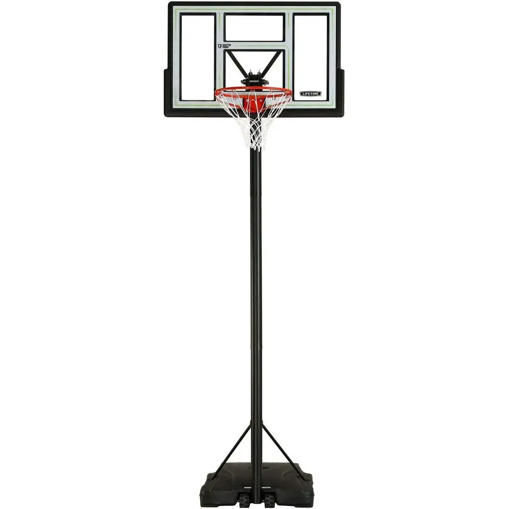

Height-Adjustable Portable Basketball System, 44 Backboard, Blue and White