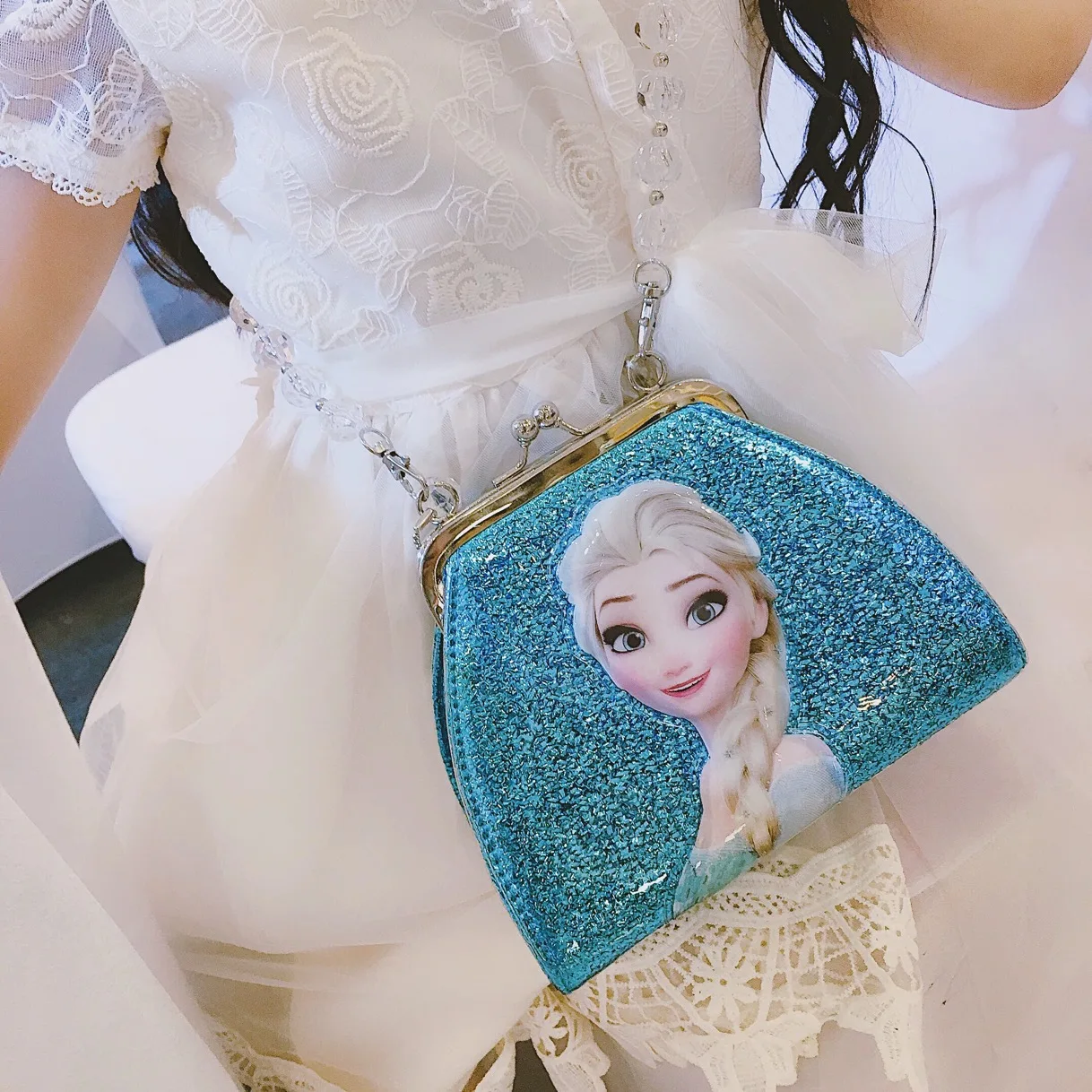 MINISO Frozen 2 Elsa Anna Crossbody Bag Children's Toys Shoulder bag Girl Sofia Princess  Handbag Kid Shopping Storage Bag Gift