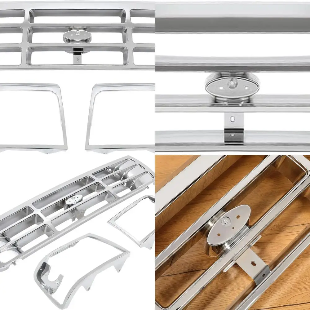 

Grille & Headlight Bezel Silvery Compatible with 1992-1996 Ford Bronco F150 F250 1997 F350 & 1997 F250HD F350 Front Grill Lamp C