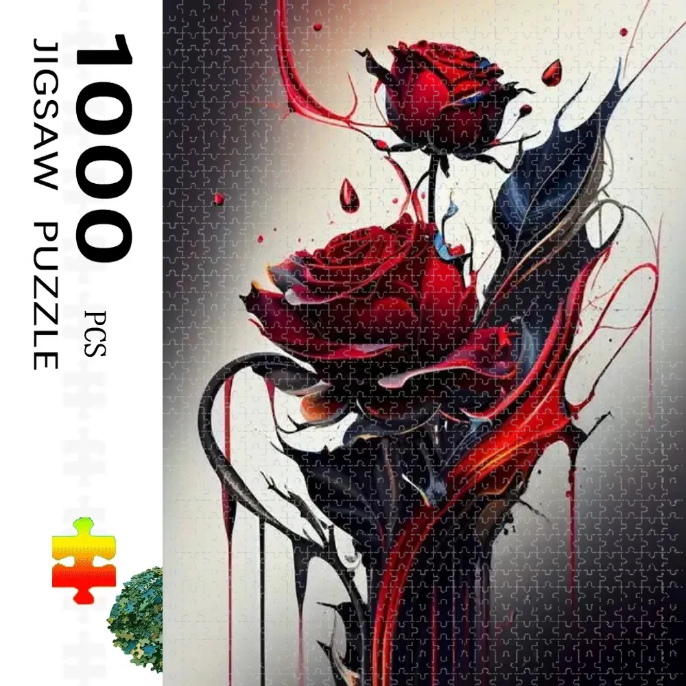 

1000pcs Adult Jigsaw Puzzle, Red Rose Flower Puzzle, Perfect for DIY Creative Fun with Family,Gift ，teasing Toy