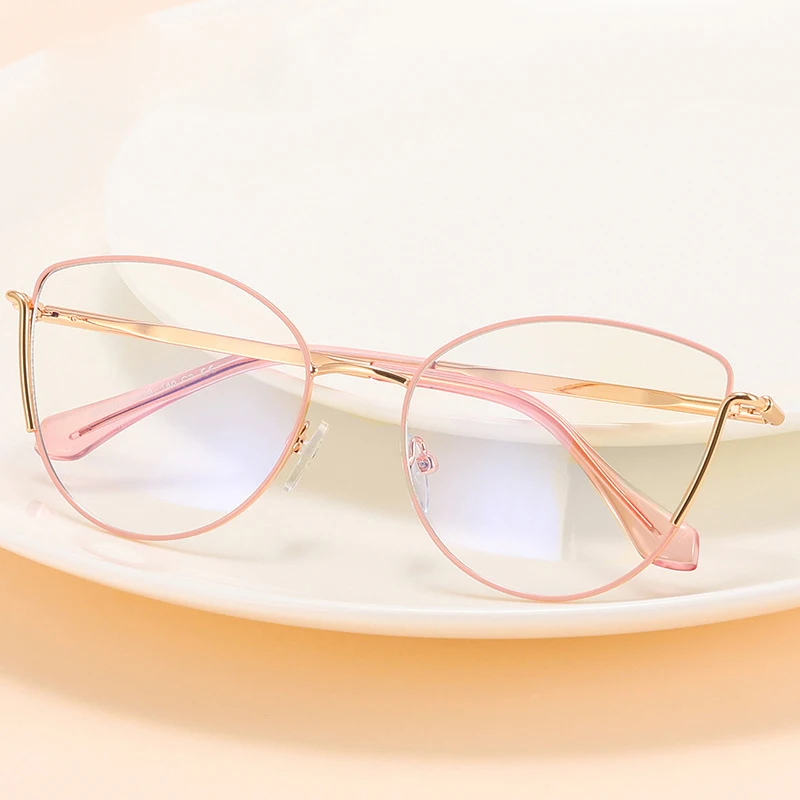 MOMOJA Retro Fashion Eyewear Ultra Light Alloy Cat Eye Eyeglasse Optical Prescription Glasses Frame  Man  Woman Spectacle 801070