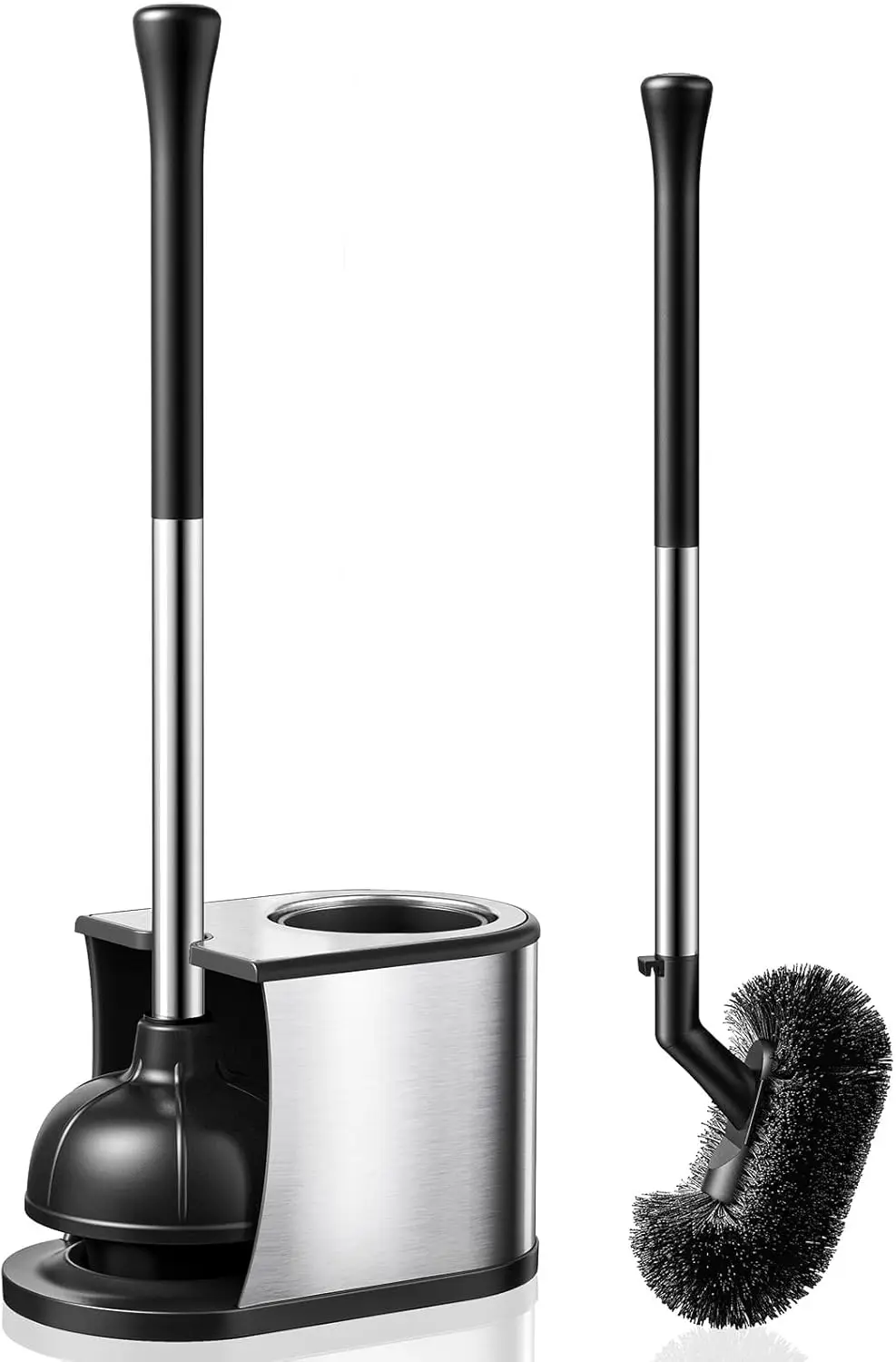 

2-in-1 Stainless Steel Toilet Plunger and Brush Set: Rustproof, Space-Saving for Bathroom Cleaning