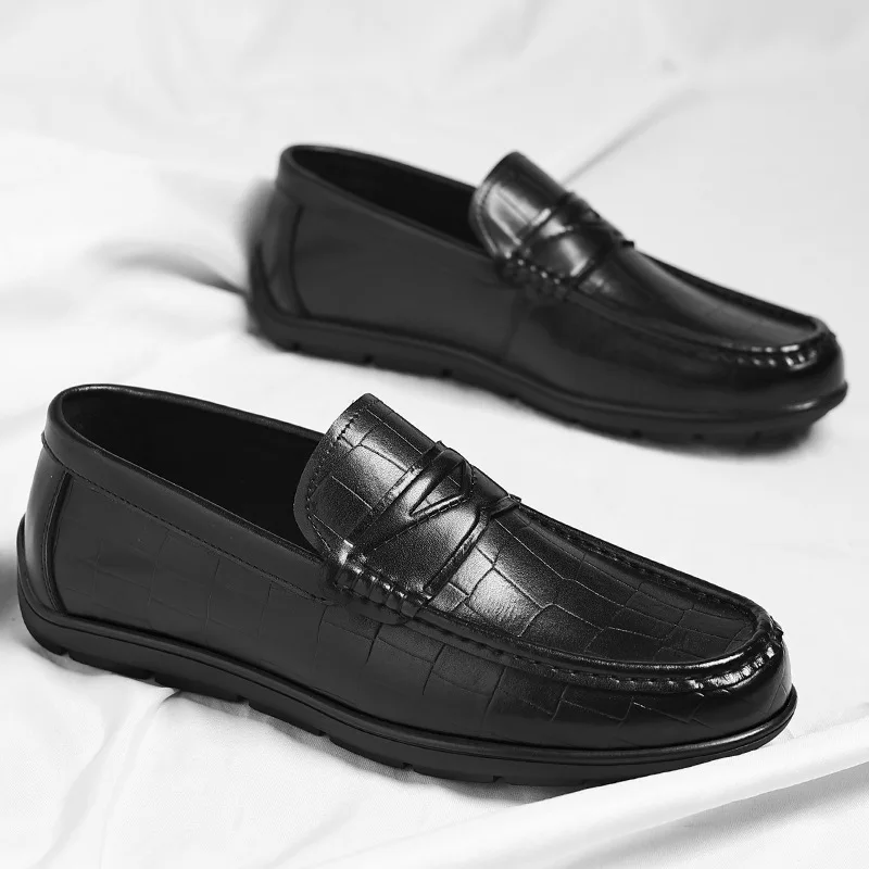 

Men's Leather Shoes, Casual and Fashionable British Style, One Step on Lazy Loafers 2026 New