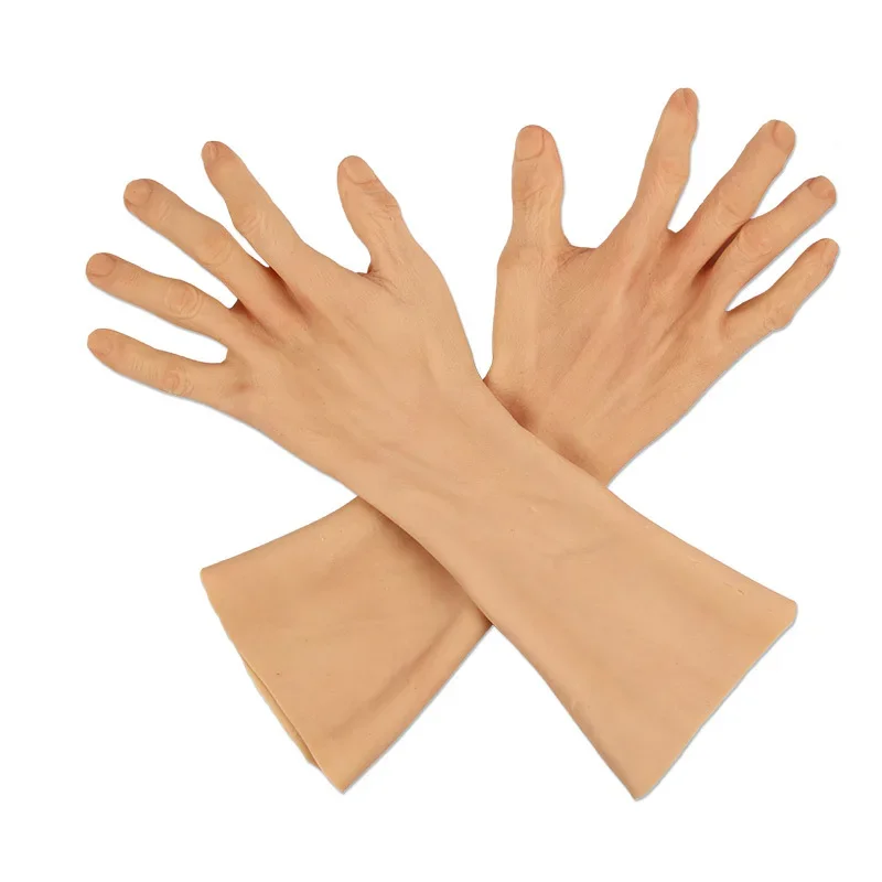 Simulation Male Silicone Prosthesis Gloves Fake Hands Cover False Artificial Skin Sleeve Arm Beauty Shield