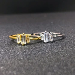 Simple Square Crystal Ring for Women Gold Color Stacking Dainty Rings Korean Fashion Minimalist Jewelry Wholesale KAR185