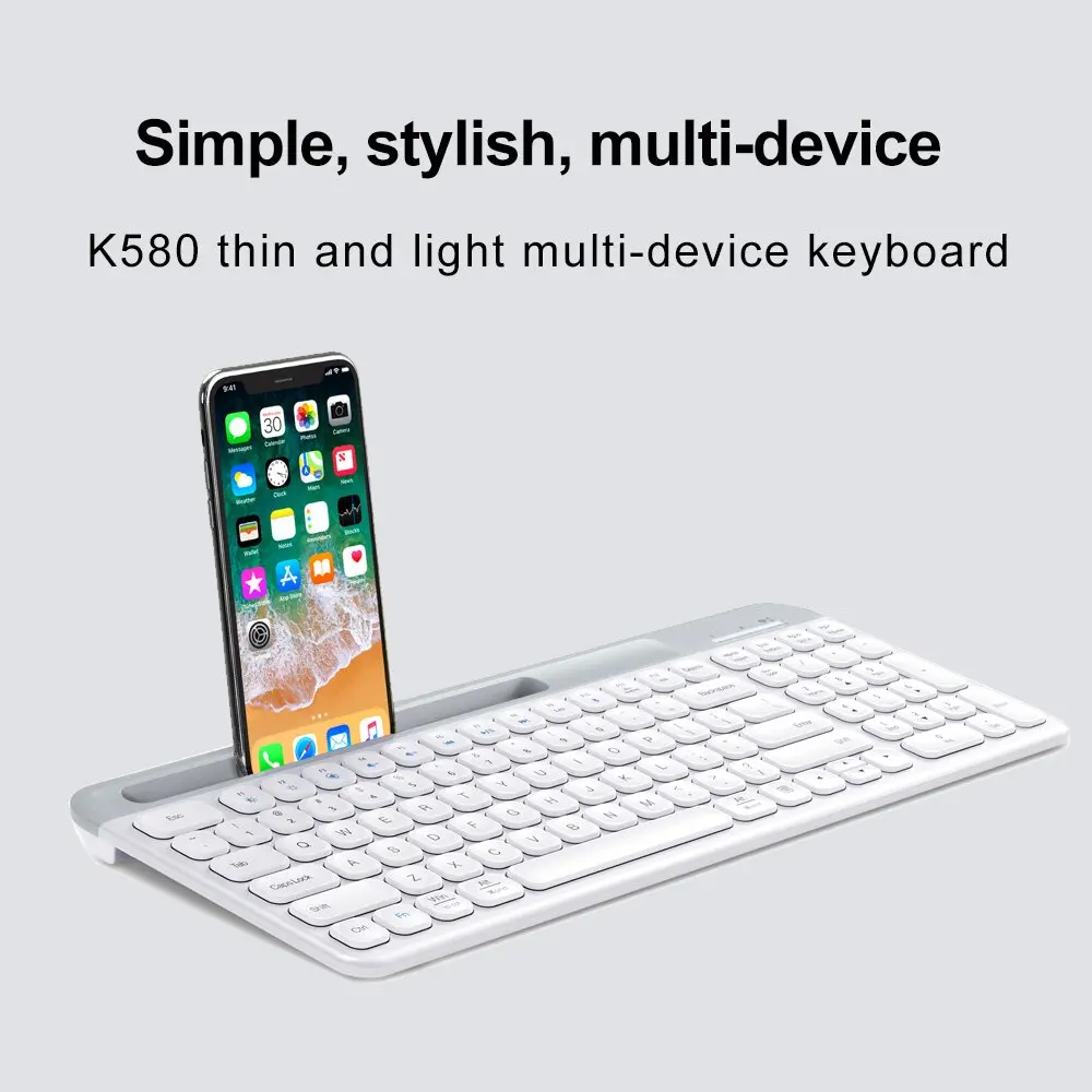 Clavier sans fil Bluetooth K580 Compatible avec smartphones, ordinateurs et tablettes Connexion rapide à travers trois systèmes
