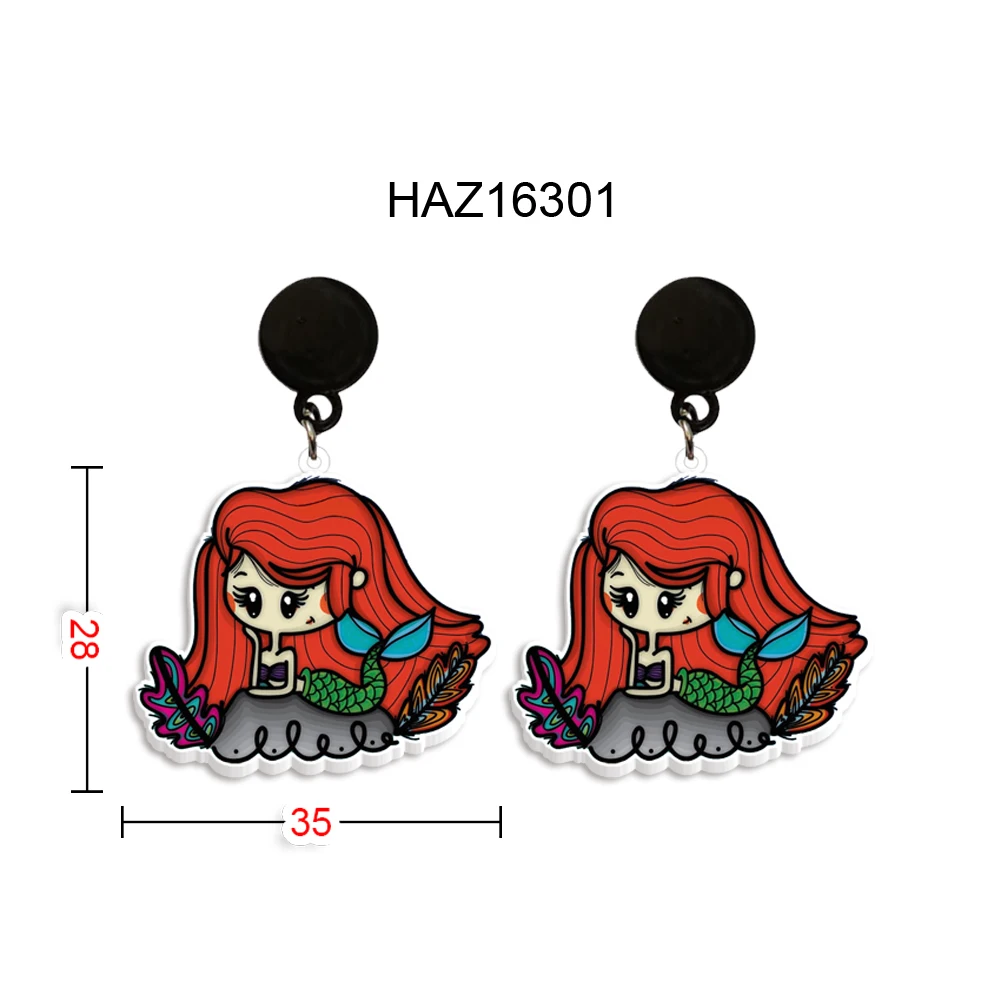 Cartoon Disney Funny Princess Design Pendant Earrings Design Drop Earrings Transparent Acrylic Women Girl Jewelry Accessories