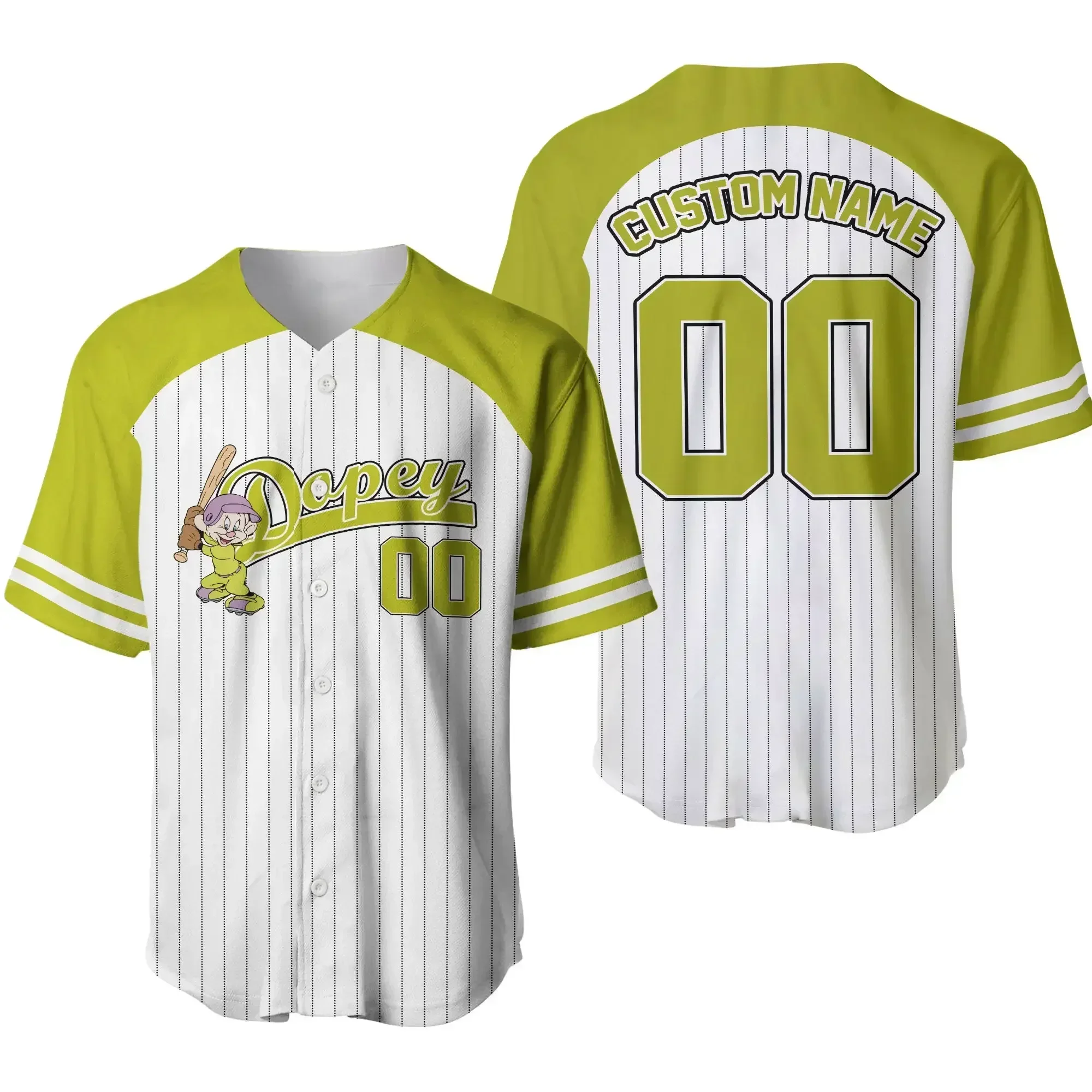 2024 Disney Dopey Dwarf Baseball Jersey Baseball Jersey Shirt 3D Casual T-shirt Men Women Can Wear Custom Name Baseball Shirt