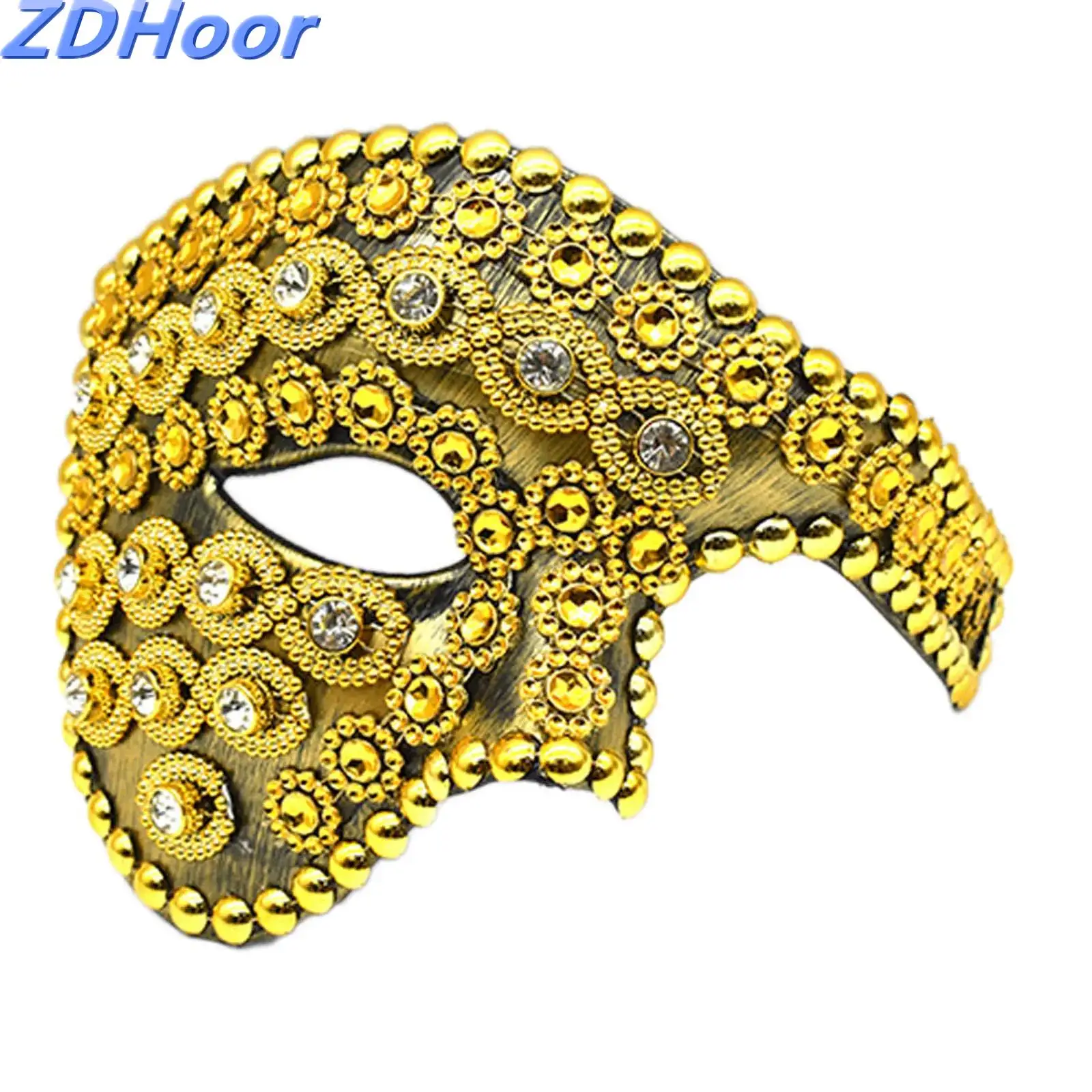 

Men Women Rhinestones Mask Vintage One-eyed Half-face Venetian Mask Opera Party Mask for Mardi Gras Ball