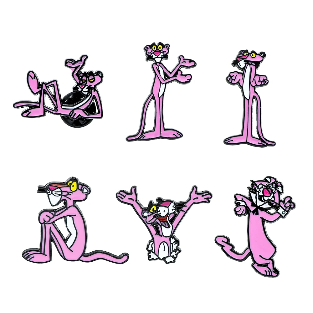 

Pink Panther Cosplay Costume Metal Badge Pin Alloy Brooch Fashion Accessory Xmas Gift Movie Prop