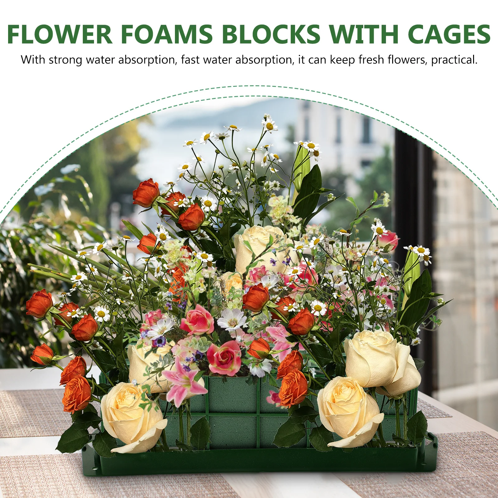

2pcs Floral Foam Block Flower Mud Arrangement Accessories Bubble Green Bouquet Holder Fresh Flowers Decor Practical Use Safe