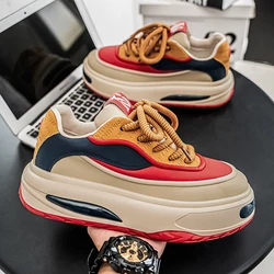 Spring Men Casual Shoes Fashion Mixed Colour Chunky Anti Skid Sports Sneakers Thick Sole Comfortable Breathable Mesh Footwear 44