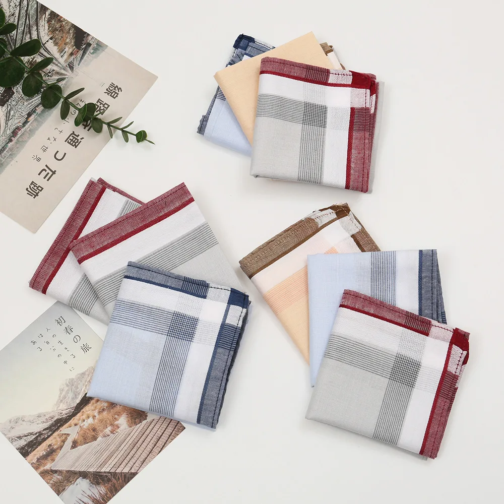 3/6/12 Pcs Handkerchief Pure Cotton Sweat Wiping Square Towel Antique Old-fashioned Classic Nostalgic Sweat-absorbing Thin