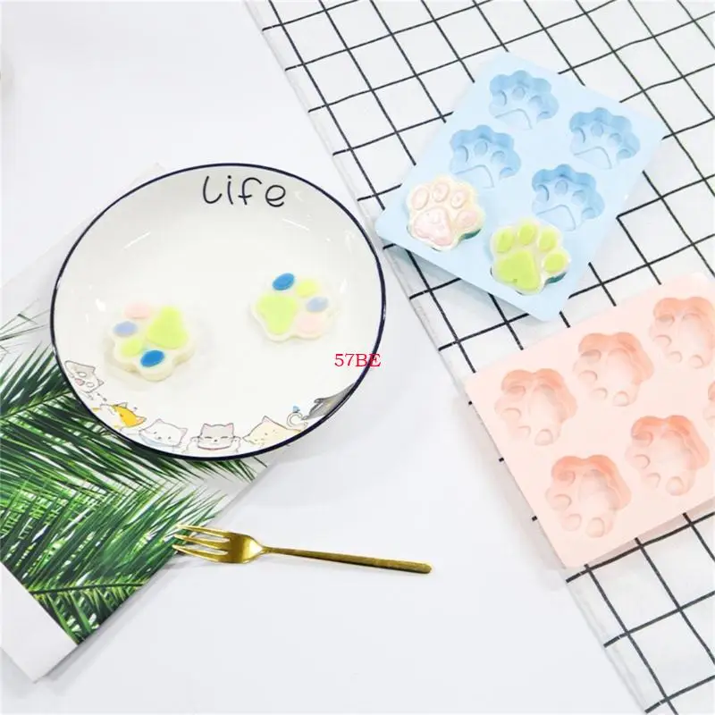57be 6 schattige kat poot siliconen vorm fondant chocoladeschimmel diy bakgereedschap