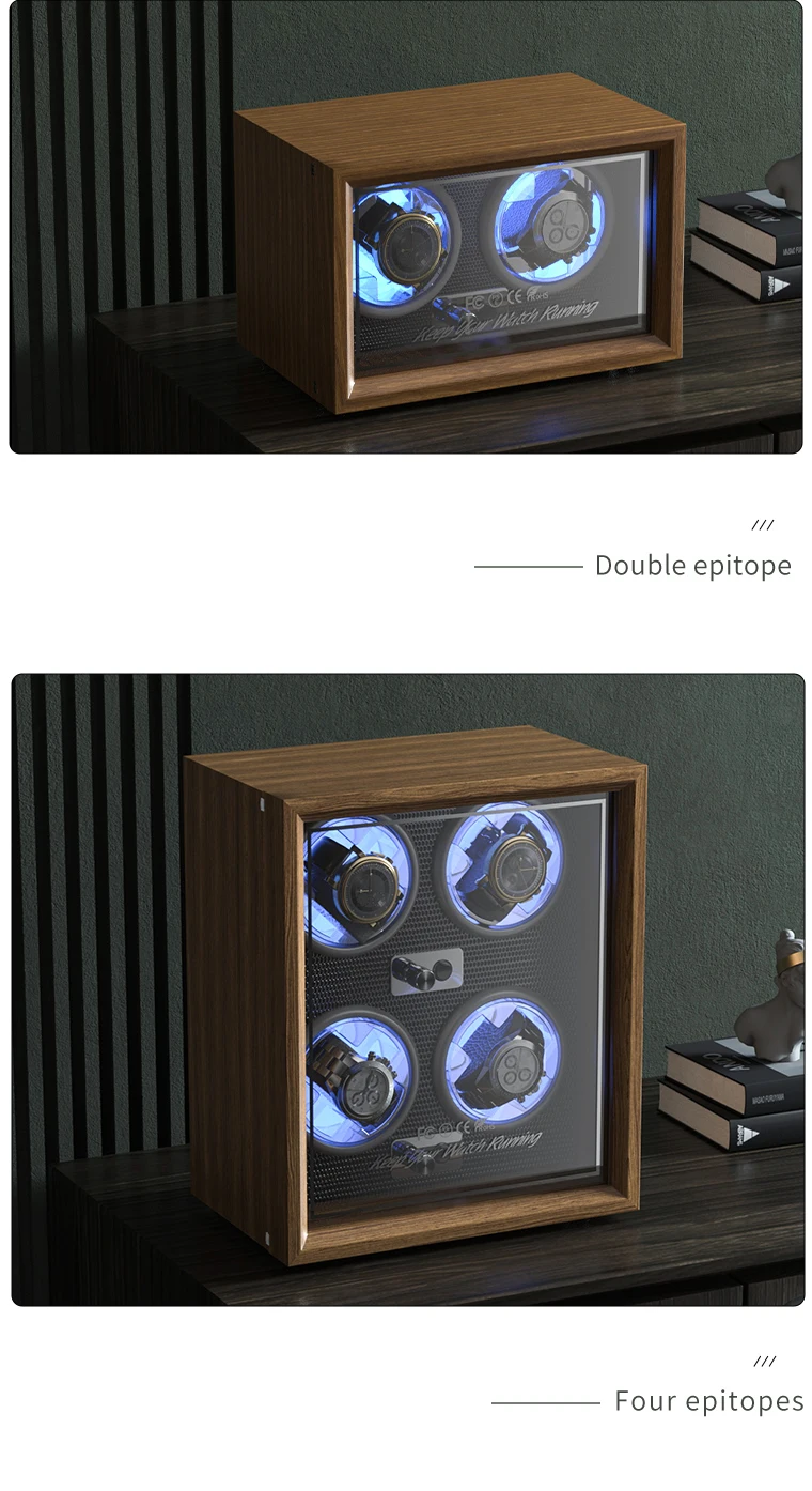 IBBETON Luxus-Uhrenbeweger aus Holz, High-End, 2 4, 6 Fächer, automatische Uhrenbox mit Mabuchi-Stummschaltungsmotor, Uhrenschrank, Uhrenaufbewahrung – Detail 22