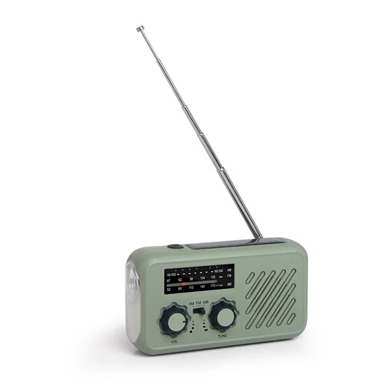 【HOT】Weather Radio With AM/FM/WB, Solar & Hand Crank Power, LED Flashlight, SOS Alarm For Outdoor Emergencies