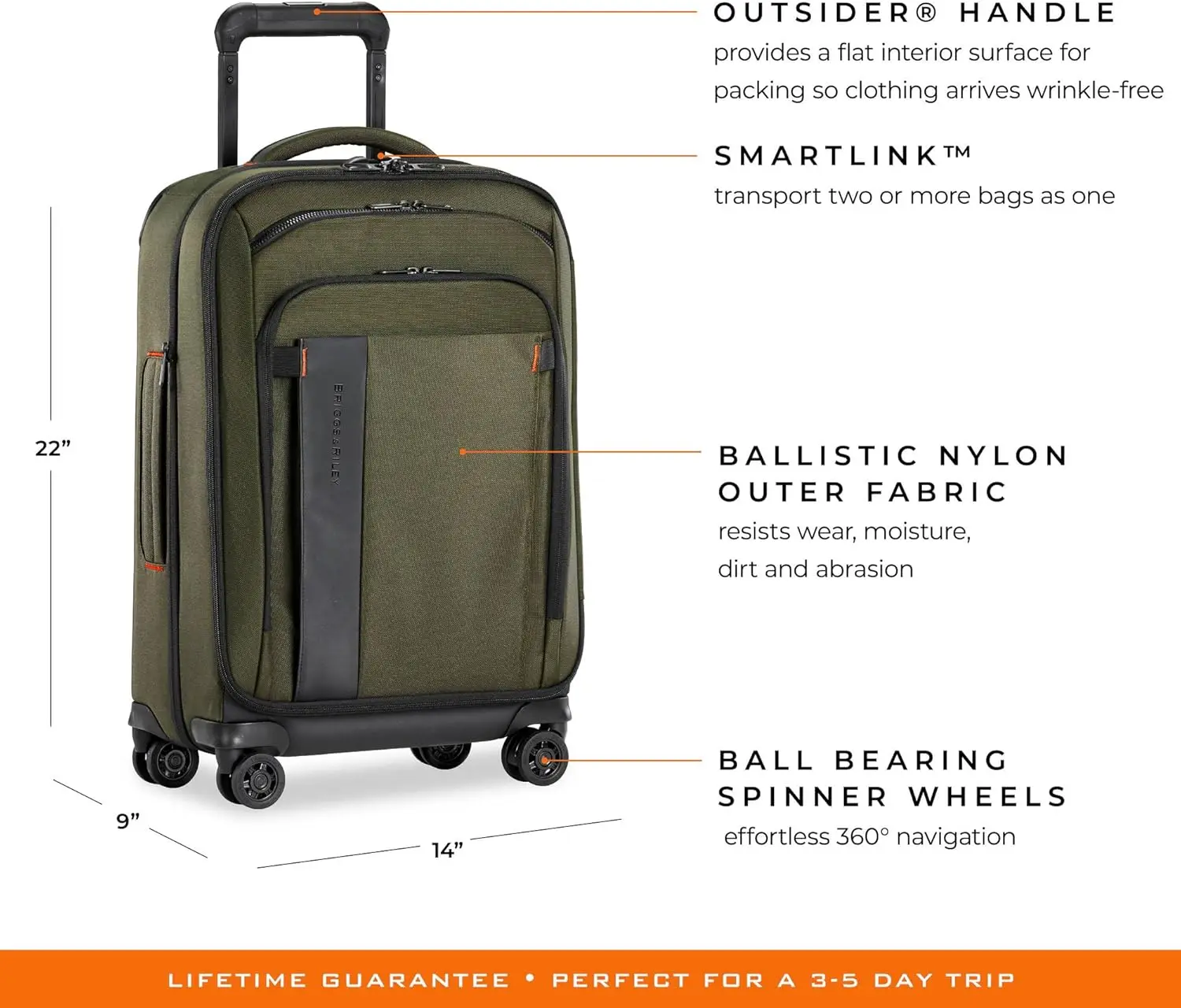 Briggs & Riley ZDX Luggage, Hunter, Carry-On 22 Inch