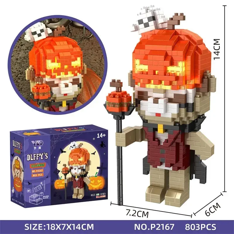 Mini klocki DIY klocki do budowania zabawa zabawki na Halloween dla dorosłych Juguetes dynia kreskówki prezenty figurki Anime dziewczyny obecne