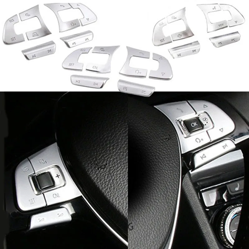 Pegatina embellecedora para interruptor de botón de volante de coche, accesorios para Volkswagen Passat B8 Golf Sharan Tiguan Touareg