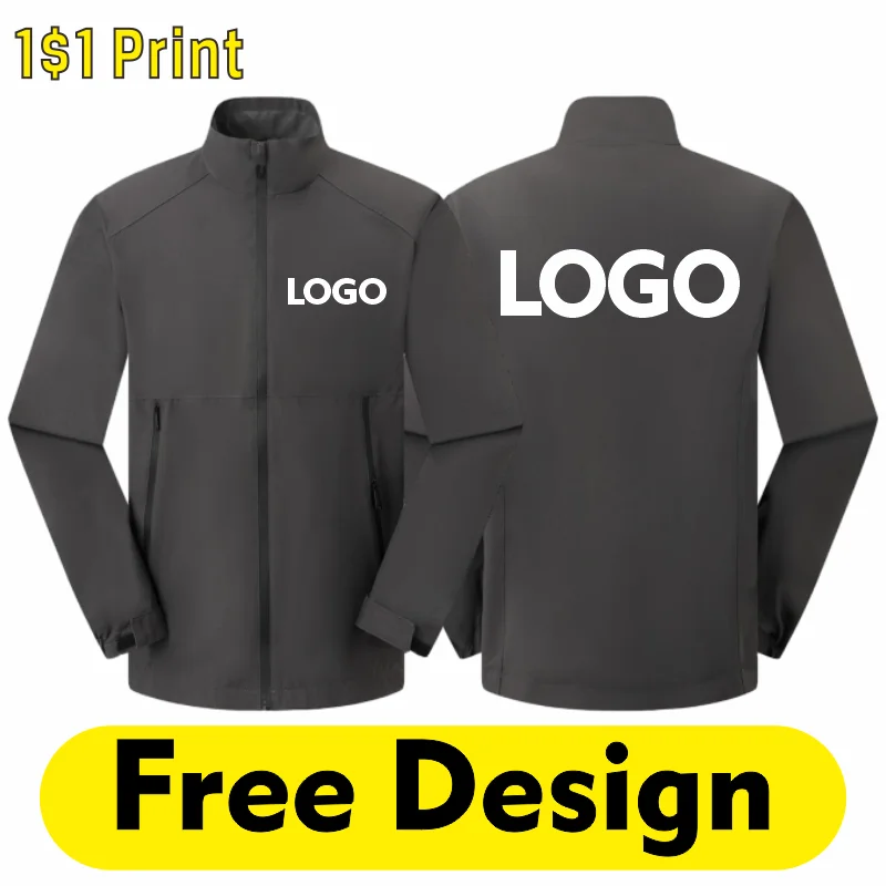 

Outdoor Waterproof Unisex Stand Collar Jacket Custom Logo Print Embroidery Anti-static Coat Company Design Casual Sweatshirt