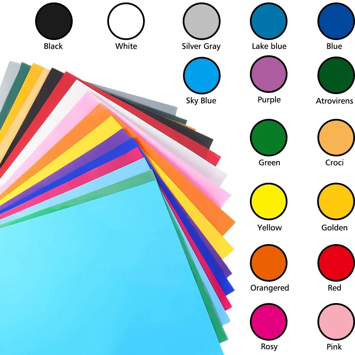 SR-PU Heat Transfer Vinyl 25 Pcs 16 Warna Kertas Transfer Foil Tekstil Untuk DIY Kaos Cricut Cameo