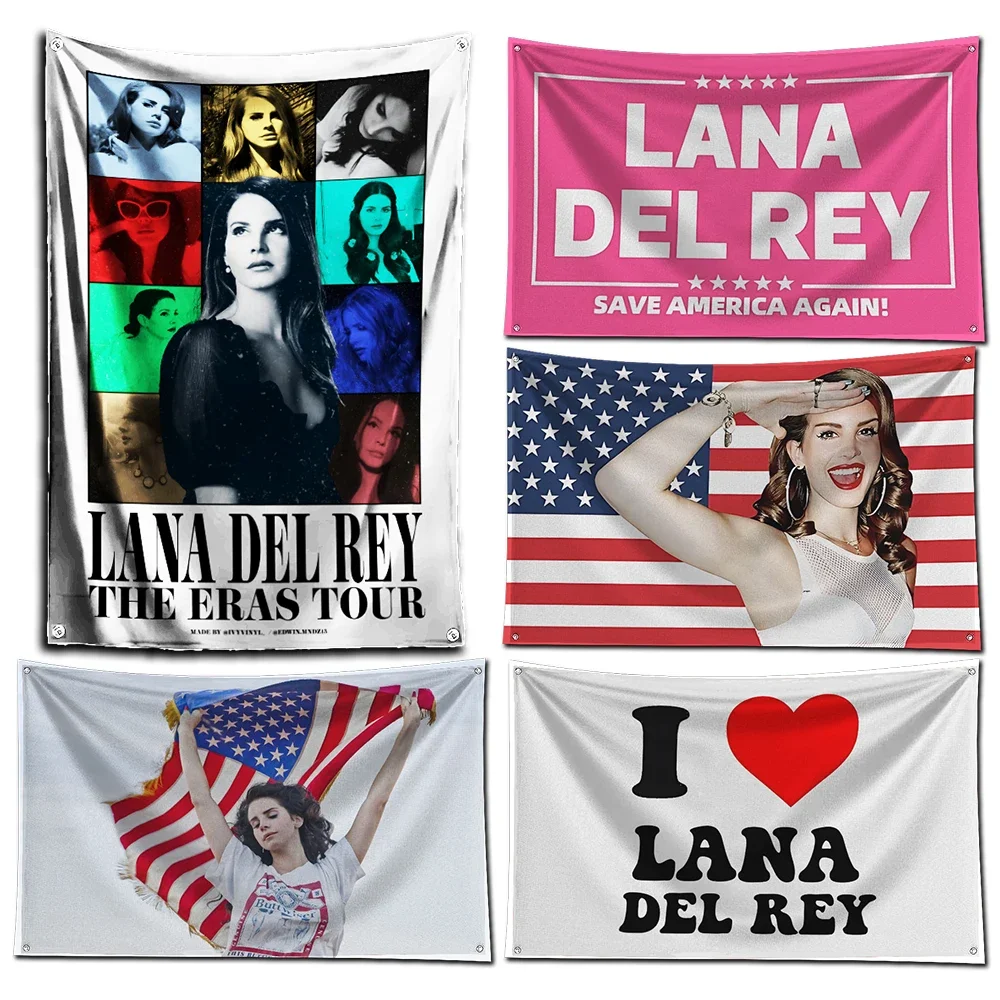 3x5 Ft Singer Lana Del Rey Flag Polyester Digital Printing Banner for Garage Wall Art Out Door Decoration With Brass Grommets