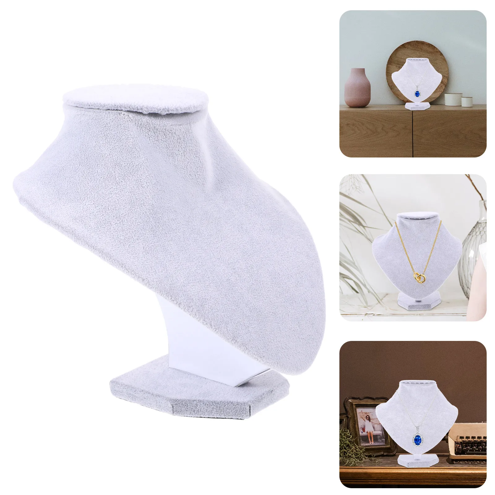 

Элегантная подставка для демонстрации ювелирных изделий: органайзер для ожерелий, кулонов и цепочек с реалистичной имитацией манекенской шеи, устойчивое основание для дома, магазина, торговли