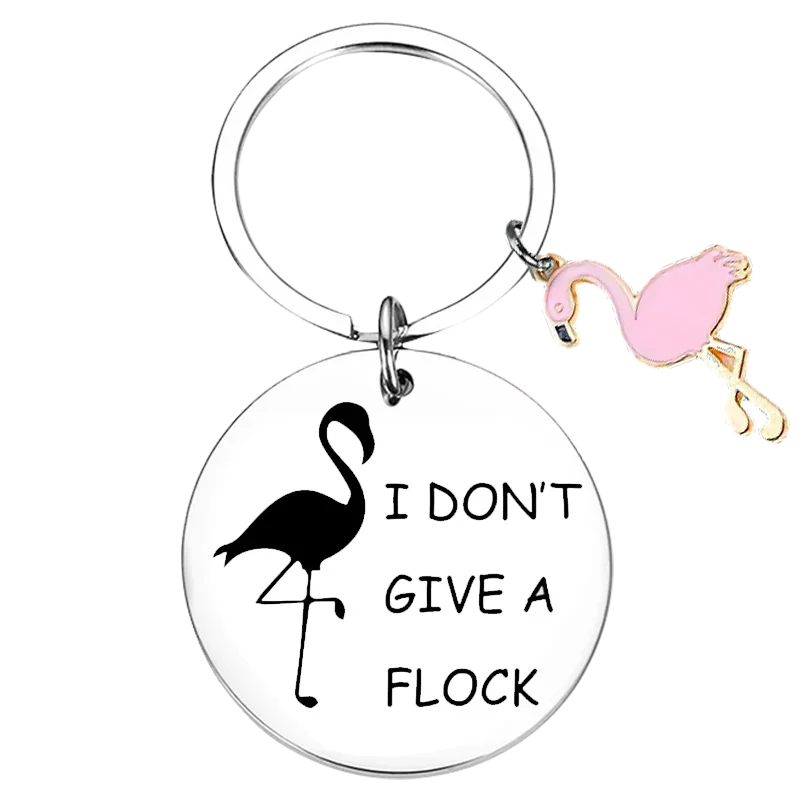 I Don't Give A Flock Keychain Pendant Funny Flamingo Key Chains