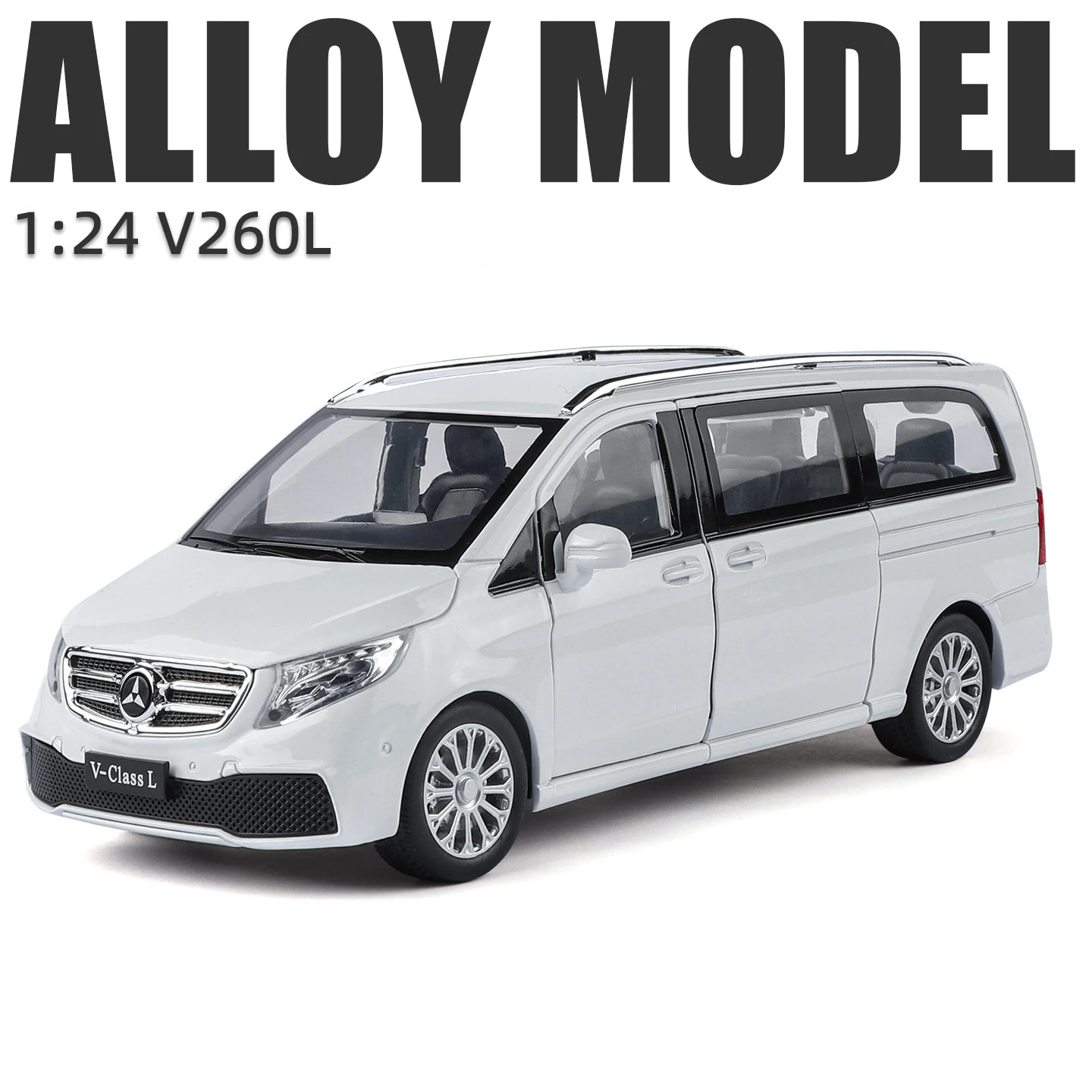 NEW 1:24 Benz V260 MPV Alloy Model Car Toy Diecasts Casting Sound and Light Pull Back Car Toys For Children Vehicle