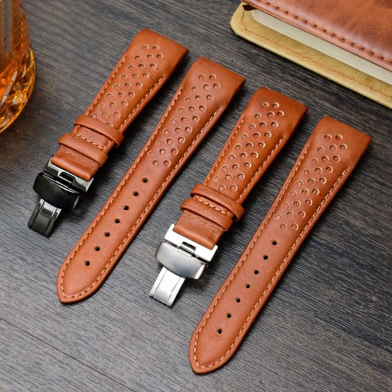 Curved Interface Leather Watch Strap For Mido Multifort Series M025.407 M025.627 M005.430 Cowhide Leather Watchband 22 23mm Belt