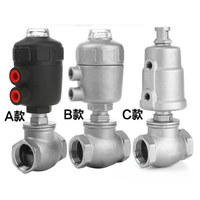 304SS Pneumatic Waist Drum Angle Seat Valve, T-Type Threaded Cut-off for Dryer, High Temp Steam Water Control