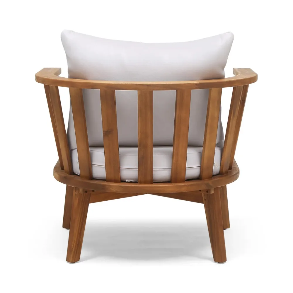 Silla de playa con cojines, sillón de madera de Acacia para exteriores, color blanco y teca