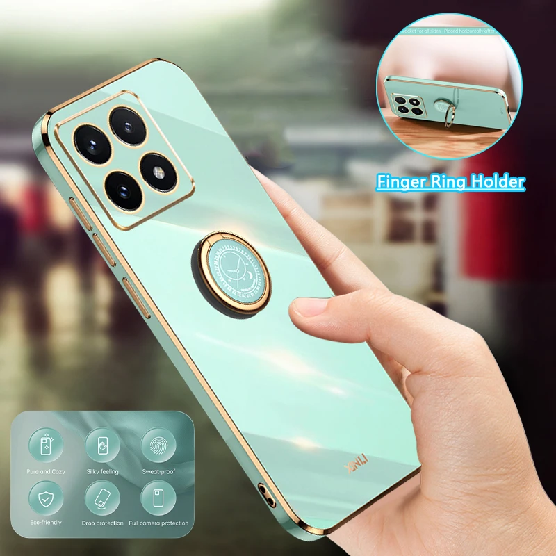 For Xiaomi Mi 14T Pro Case Silicone Shockproof Phone Case for Xiaomi 14T Pro Mi 14 T 14T Pro 14TPro T14 5G Ring Stand Back Cover