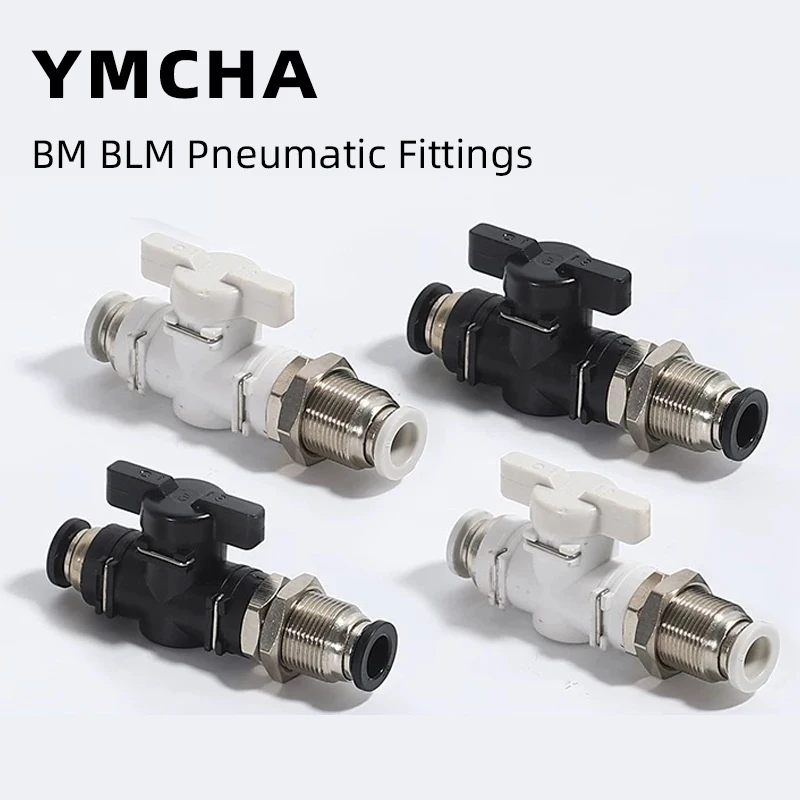 BM BLM-4 Pneumatic Hand Valve Diaphragm Type Through Plate Splint Mounting Quick Connect Air Pipe Connector Manual On-Off Switch
