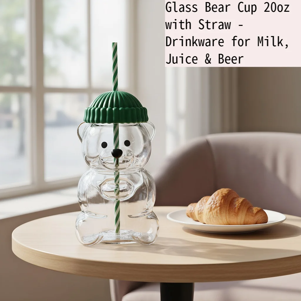 

Glass Bear Cups Glass with Straw gift
