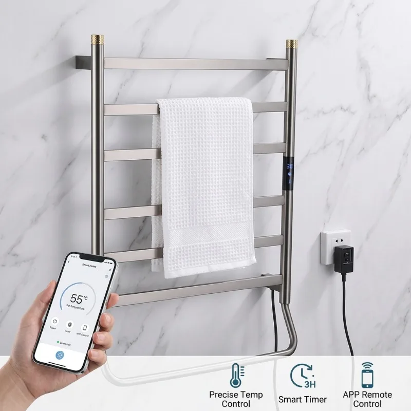 Popular Sales Embedded Display Screen Stainless Steel Towel Rack Bar 2024 Electric Heated Towel Rails For Bathrooms